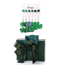 Fashion 12# Bow Dark Green Gift Box Acrylic Geometric Earring Set