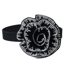 Fashion Black Fabric Diamond-encrusted Three-dimensional Camellia Necklace