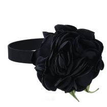 Fashion Black Fabric Flower Necklace