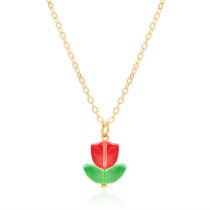 Fashion Red Resin Tulip Necklace