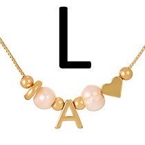 Fashion L Copper Love Pearl 26 Letter Pendant Beaded Necklace