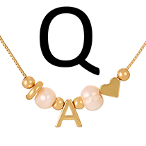 Fashion Q Copper Love Pearl 26 Letter Pendant Beaded Necklace