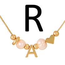 Fashion R Copper Love Pearl 26 Letter Pendant Beaded Necklace