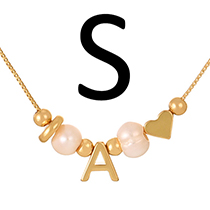 Fashion S Copper Love Pearl 26 Letter Pendant Beaded Necklace
