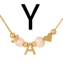 Fashion Y Copper Love Pearl 26 Letter Pendant Beaded Necklace