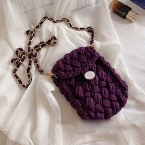 Fashion bean paste powder Textile woven flap crossbody bag