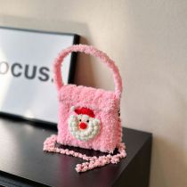 Fashion Pink Finished Product Bag Wool Knitted Santa Crossbody Bag