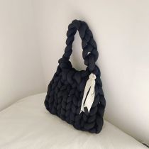 Fashion Black【Portable】 Woolen knitted crossbody bag