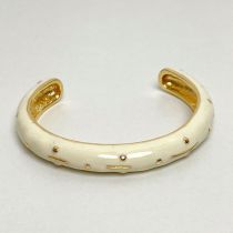 Fashion White Copper Drip Oil Geometric Open Bracelet