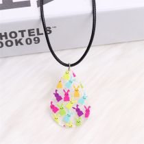 Fashion Colorful Rabbit-necklace Acrylic Rabbit Print Drop Necklace