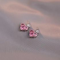 Fashion 4# Titanium Steel Diamond Love Stud Earrings