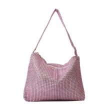 Fashion Pink Pu Diamond Large Capacity Shoulder Bag