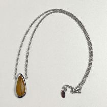 Fashion Silver Alloy Wood Grain Water Drop Necklace