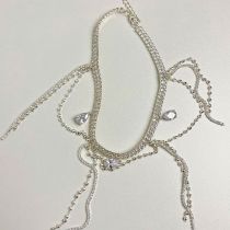 Fashion Silver Metal Diamond Drop Chain Necklace