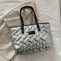 Fashion Silver Pu Geometric Large Capacity Shoulder Bag