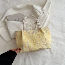 Fashion Yellow Pu Geometric Lines Large Capacity Shoulder Bag
