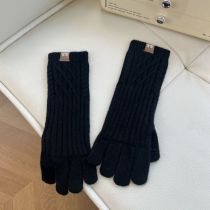 Fashion 6d Vertical Mesh Rope In Black Polyester Knitted Five-finger Gloves