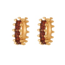 Fashion Copper Inlaid Zirconia Copper Set Zircon Round Serrated Earrings