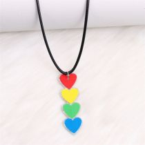 Fashion Four Colors Rainbow Heart-necklace Acrylic Gradient Heart Necklace