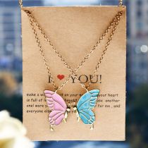 Fashion Gold Alloy Oil Dripping Butterfly Necklace