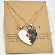 Fashion Gold Alloy Dripping Oil Stitched Love Necklace