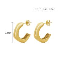 Fashion Gold Titanium Steel Irregular C-shaped Earrings
