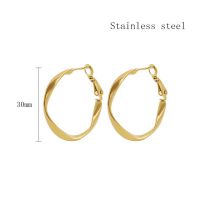 Fashion Gold Titanium Steel Irregular Twisted Earrings