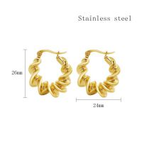 Fashion Golden Pair Titanium Steel Twisted Wrap Earrings