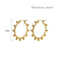 Fashion Golden Pair Titanium Steel Ball Hoop Earrings