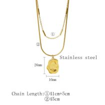 Fashion Gold Titanium Steel Irregular Pleated Double Layer Necklace