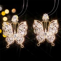 Fashion White Geometric Diamond Butterfly Earrings