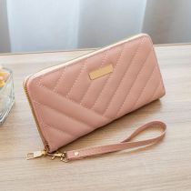 Fashion Pink Pu Embroidery Thread Wallet