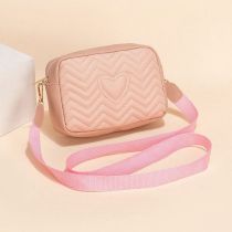 Fashion Pink Pu Embroidery Large Capacity Crossbody Bag