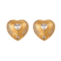 Fashion White Copper Inlaid Zircon Heart Pattern Earrings