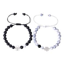 Fashion Spider And Web White Pine Black Frosted Beaded Bracelet Pair Pair Of Stainless Steel Beaded Spider And Web Bracelets