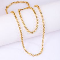 Fashion Gold Stainless Steel Geometric Chain Necklace Bracelet Set