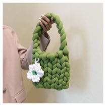 Fashion Green Cotton Woven Shoulder Bag