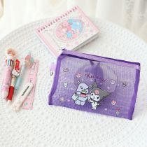 Fashion Purple Kurome Nylon Mesh Printed Large Capacity Stationery Bag