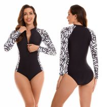 Fashion Black Polyester Printed Long Sleeve Wetsuit