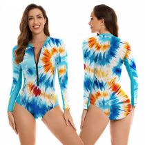 Fashion Sky Blue Polyester Printed Long Sleeve Wetsuit