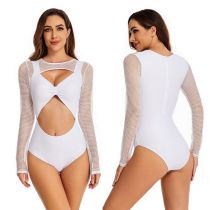 Fashion White Polyester Hollow Long Sleeve Wetsuit
