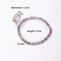Fashion 6# Copper Inlaid Zirconium Geometric Ring Bracelet Set
