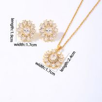 Fashion 6# Copper Diamond Round Necklace And Earrings Set
