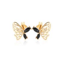 Fashion Black Gold-plated Copper With Zirconium Hollow Butterfly Earrings