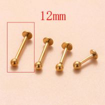 Fashion Gold T-shaped Lip Nails-12mm Stainless Steel Screw Piercing Lip Nail