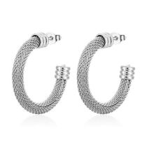 Fashion Silver Stainless Steel C-shaped Earrings