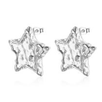 Fashion Silver Stainless Steel Five-pointed Star Earrings