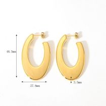 Fashion 8# Stainless Steel Gold Plated Geometric Oval Stud Earrings