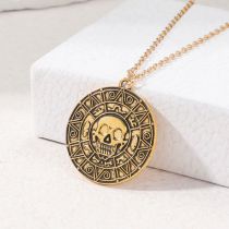 Fashion Bronze Metal Skull Medallion Mens Necklace
