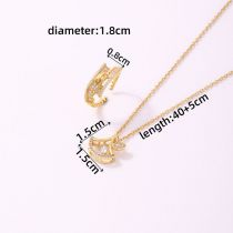 Fashion Gold Copper Inlaid Zirconium Sector Necklace Zipper Ring Set